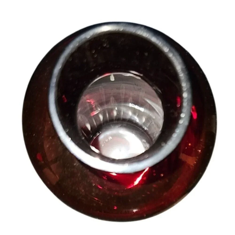 Vintage Cut to Clear Bohemian‎ Vase Ruby Red Glass 10 Inches Tall